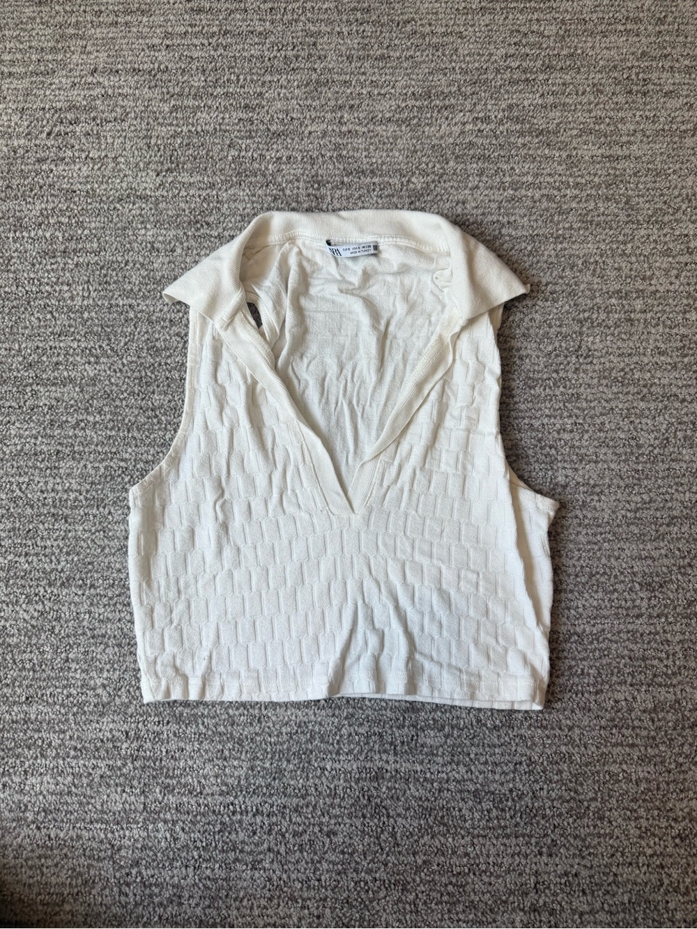 Zara Jacquard Polo Shirt - White